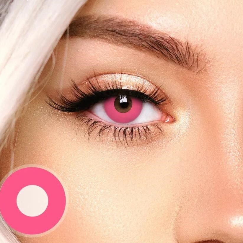 Pink Green Colored eye contacts